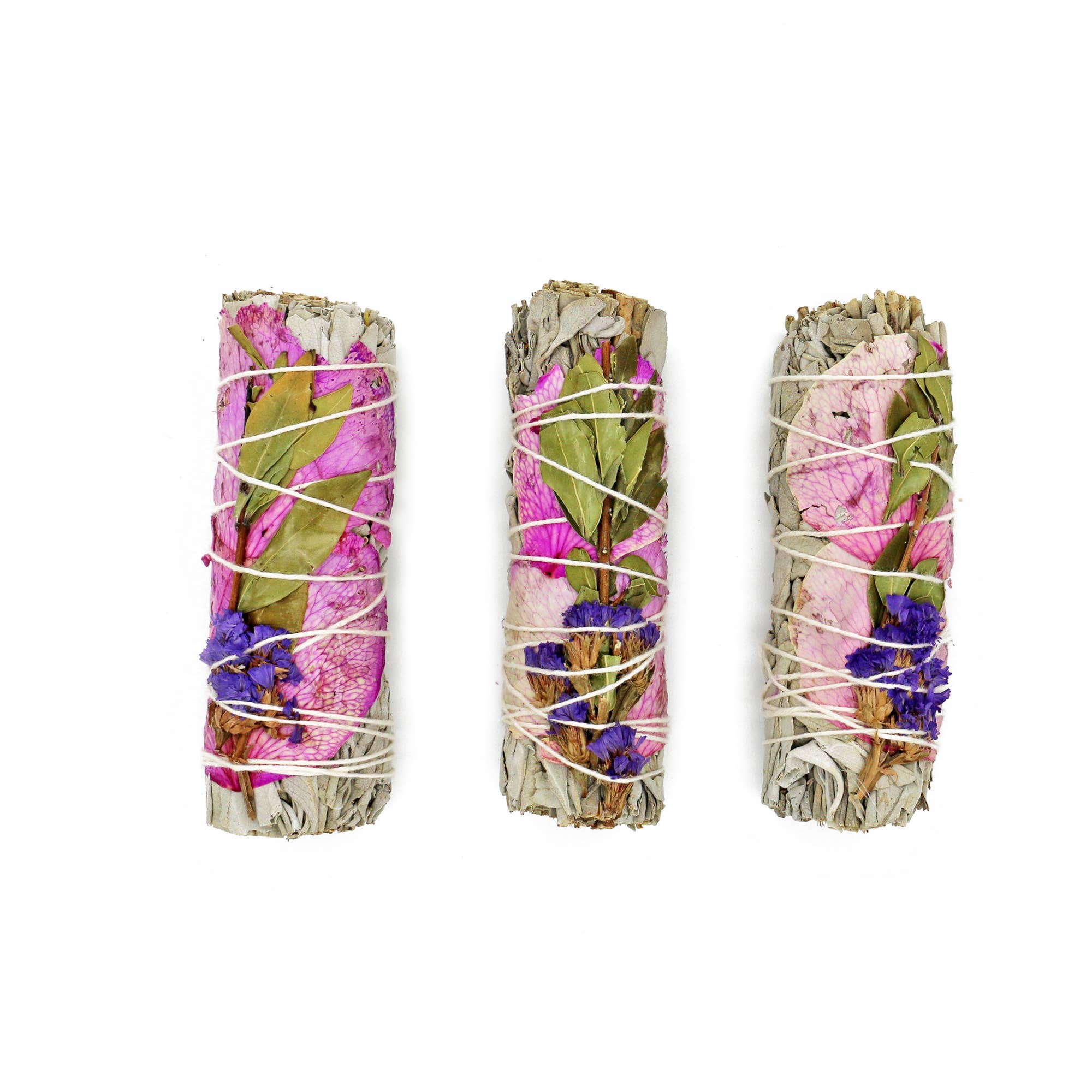 Designs by Deekay Inc. - White Sage Smudge Stick, Rose & Statice - Meadow (4 in.)