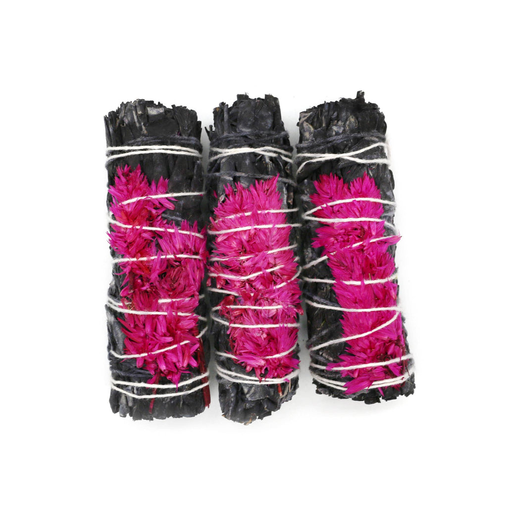 Designs by Deekay Inc. - 'Blossom' Floral White Sage Smudge Stick (4 in.)